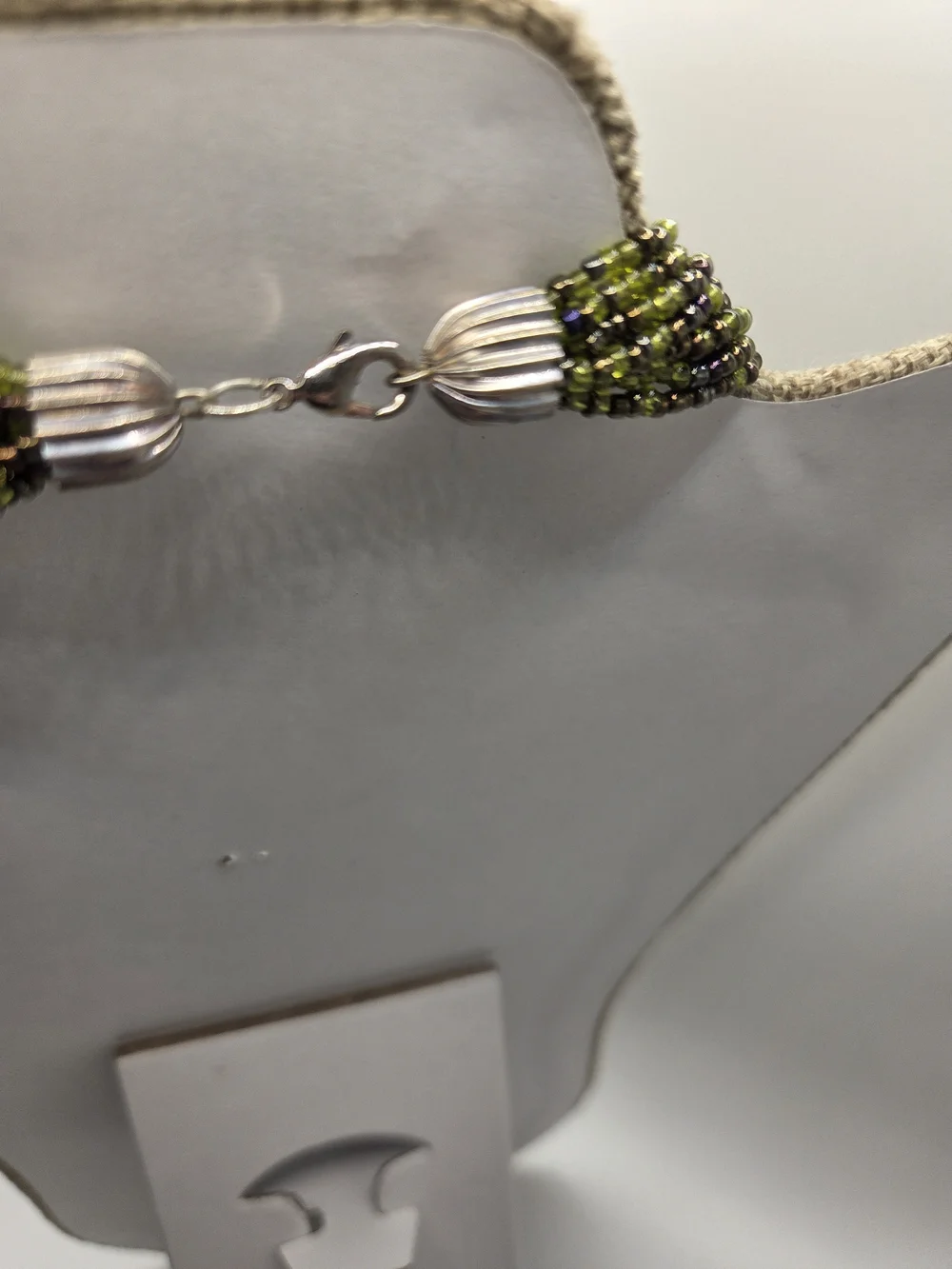 1599. Vintage Multi-Strand Olive Green Beaded Women's Necklace